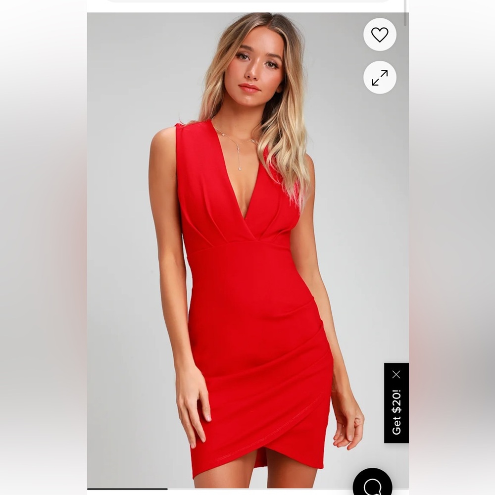 Lulu’s Cocktail Hour Red Wrap Dress— NWT- Size XL - Picture 2 of 6